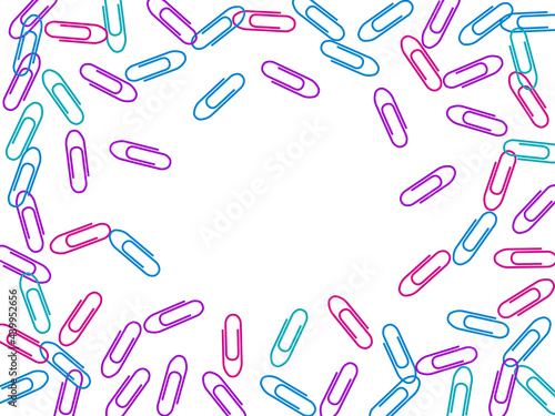 Stationary paperclips isolated on white background