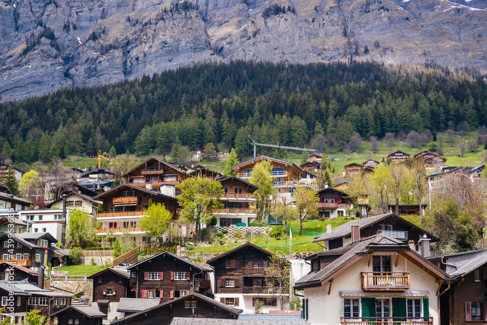 small cozy village high in the Swiss Alps