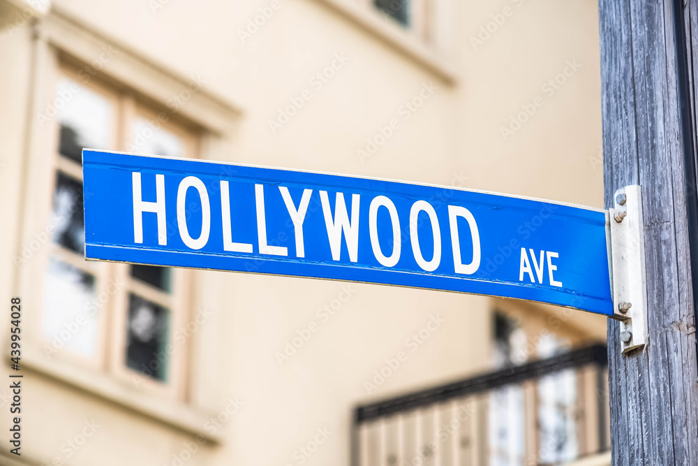 The Hollywood Avenue sign.. It's in front of a building and the background is blurred. This shot is in North York,Toronto and was shot on may 20th The Hollywood Avenue sign.. It's in front of a building and the background is blurred. This shot is in North York,Toronto and was shot on may 20th