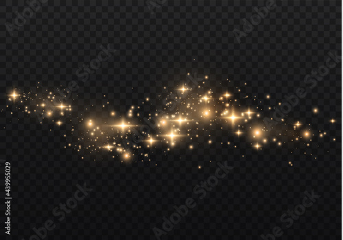 Yellow sparks, golden dust shine special light.