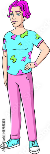 Cartoon vector illustration of a transgender person