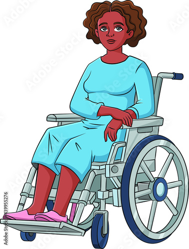 Cartoon vector illustration of a woman in wheelchair