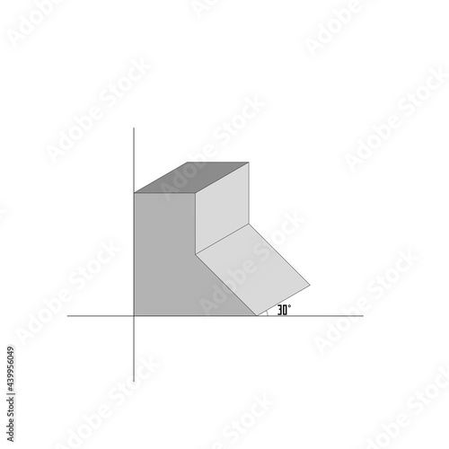 Technical drawing: example of a 30º (thirty degrees) cavalier perspective