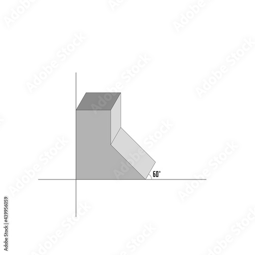 Technical drawing: example of a 60º (sixty degrees) cavalier perspective