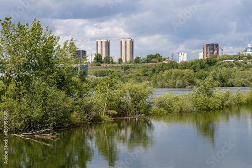 View from the side of Tatyshev Island to the high-rise residenti