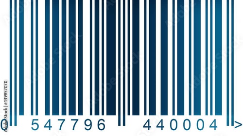 seamless looping animation of barcode scanner process. trendy blue colors. fast changing labels digits and concept of business and consumerism