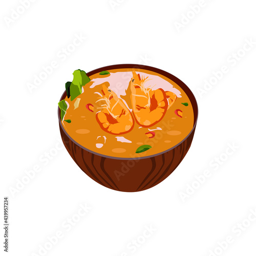 Illustration tom yum soup thai food design isolated on white background