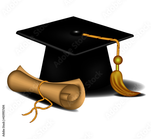 graduation cap and diploma
