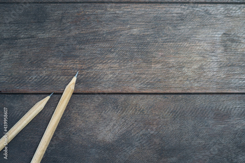 Wood plank and pencil background 