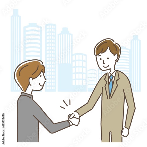 握手をする会社員のイラスト素材