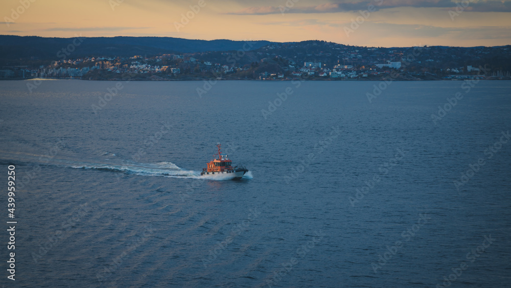 A boat in the North Sea near Kristiansand, Norway