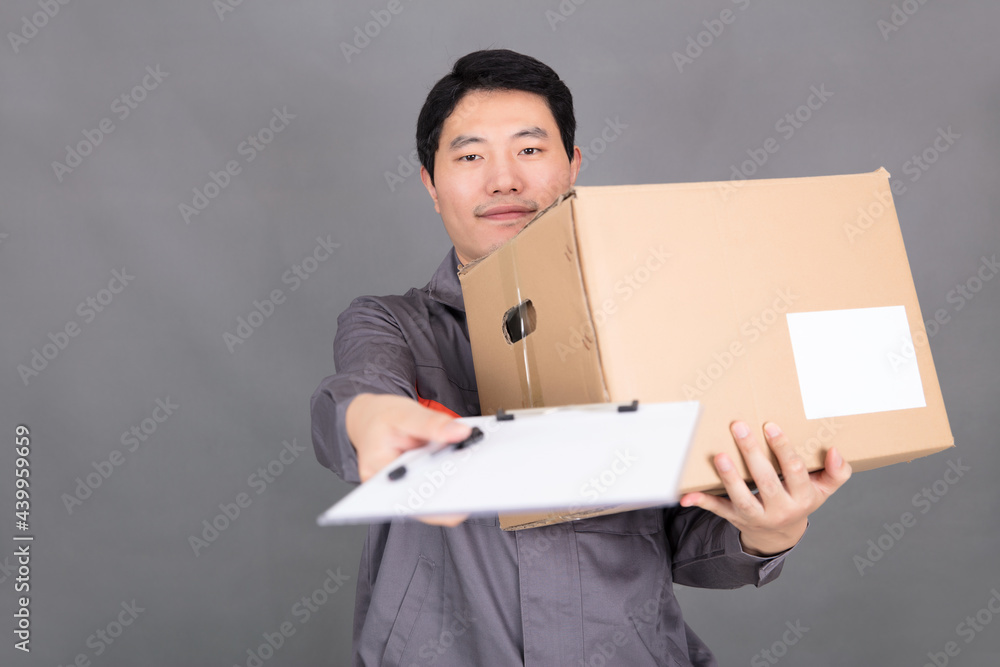 Courier signing for the courier