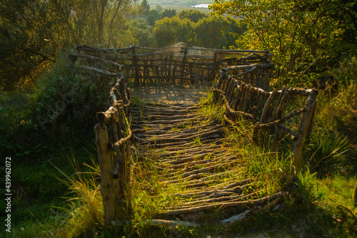 APOLLONIA, ALBANIA: Beautiful fence made of tree branches. photo