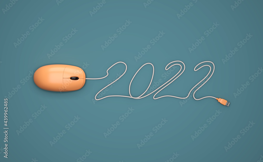 New Year 2022 Creative Design Concept with computer mouse - 3D Rendered Image
New Year 2022 Creative Design Concept with computer mouse - 3D Rendered Image