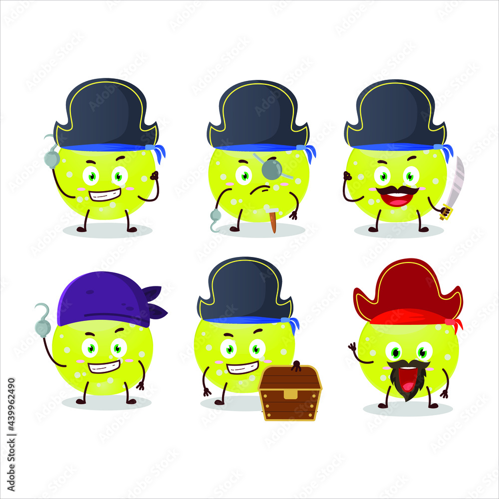 Cartoon character of jelly sweets candy green with various pirates emoticons. Vector illustration Cartoon character of jelly sweets candy green with various pirates emoticons. Vector illustration