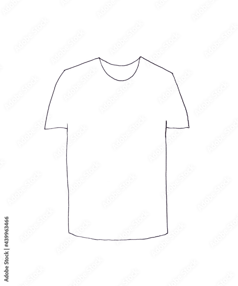 White t-shirt on white background, graphic linear black and white mockup pattern White t-shirt on white background, graphic linear black and white mockup pattern