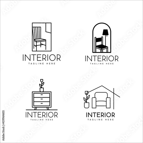 home interior logo design and monoline style furniture on set