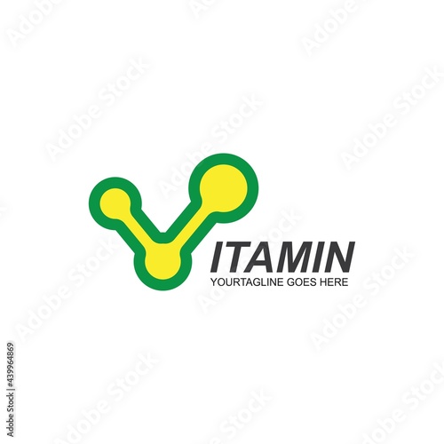 v letter molecule for vitamin text vector illustration design photo