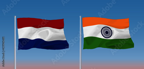 インドとオランダの国旗