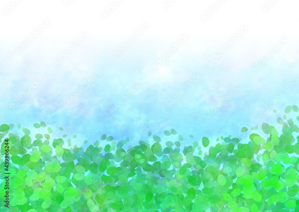 Fototapeta premium 木の葉の水彩風背景イラスト