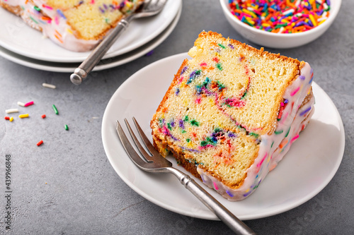 Celebration funfetti birthday pound cake with sprinkles photo