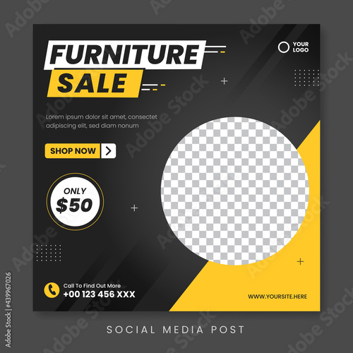 Furniture sale social media promotion banner template