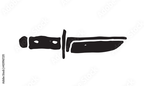 ancient style symbol for tattoo. sacred, mystical, esoteric vector icon for xylography or woodcut. knife isolated on white background.
