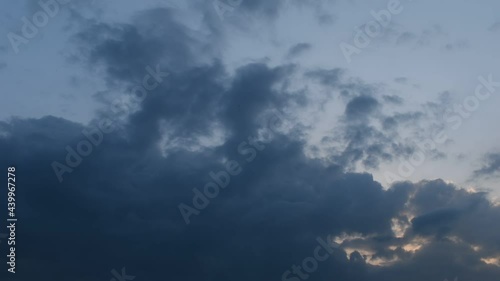 Time-lapse movie of dark clouds in evening after sunset in monsoon season