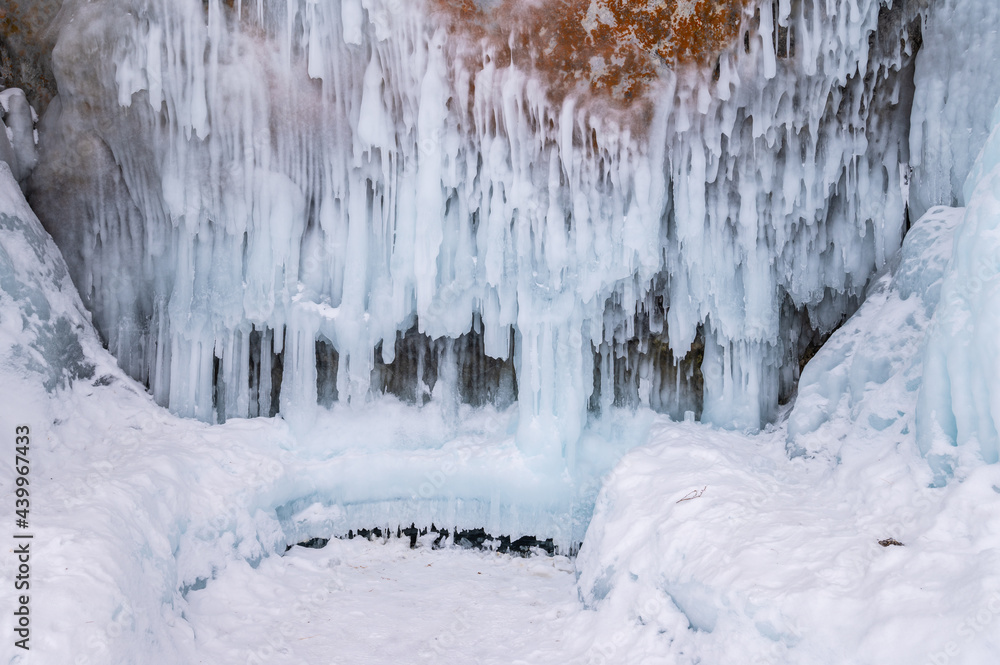 Beautiful landscape of an ice formation such as Ice spike and Icicle forming in a temperature below 0 °C in lake Baikal, Russia. Beautiful landscape of an ice formation such as Ice spike and Icicle forming in a temperature below 0 °C in lake Baikal, Russia.
