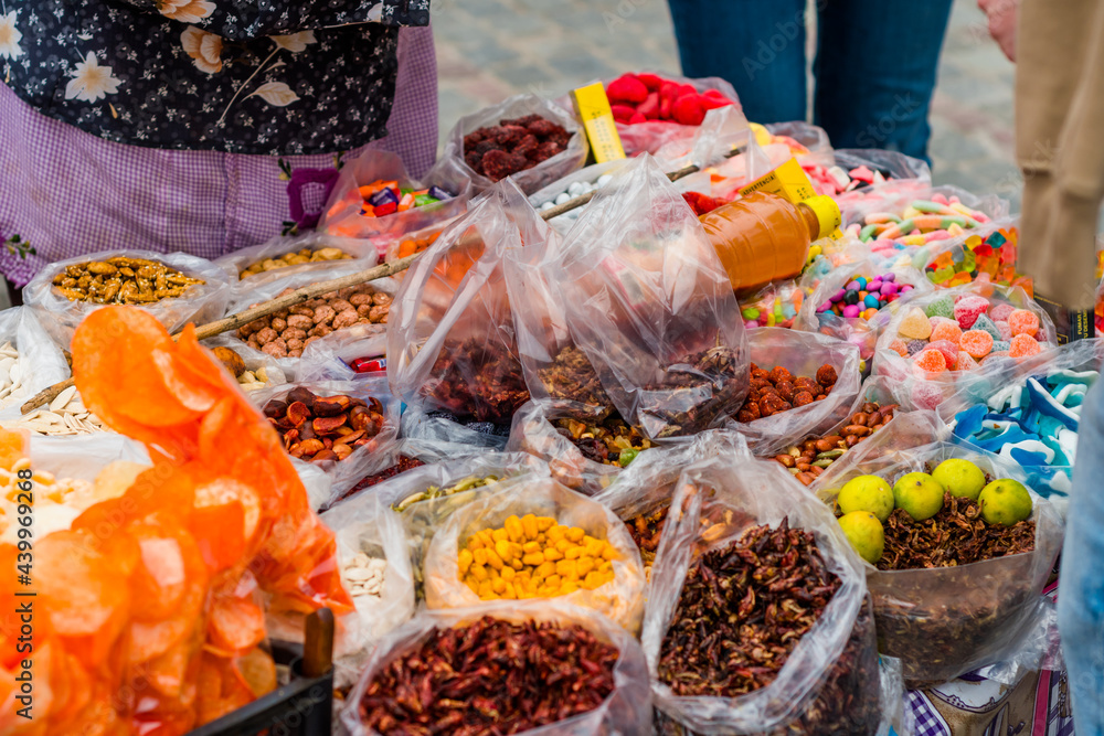 Fototapeta premium Mexican sweets and snacks in cart.