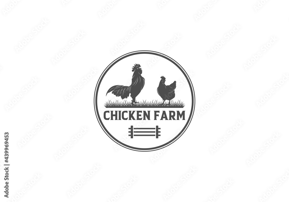 chicken farm logo in white background chicken farm logo in white background