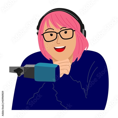 Cute woman radio announcer