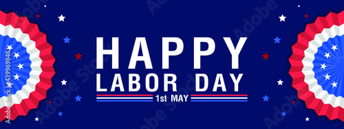 Labor day banner template decor with American flag design .American labor day.Vector illustration.