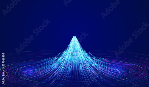 The luminous lines on the spiral line converge the background of big data of Internet science and technology。