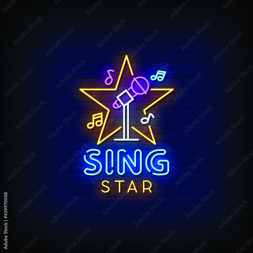 Sing Star Neon Signs Style Text Vector Sing Star Neon Signs Style Text Vector