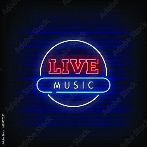 Live Music Neon Signs Style Text Vector