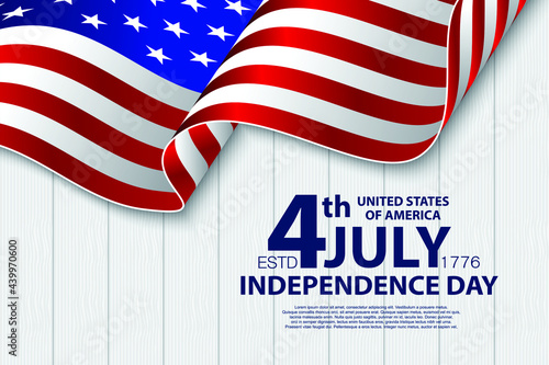 Independence day USA american balloons flag decor.4th of July celebration poster template.Vector illustration.