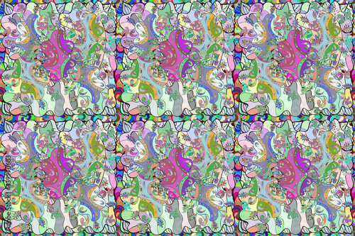 seamless raster pano with colorful curls doodles photo