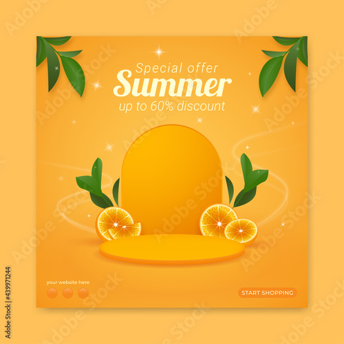 Summer sale special offer promo square banner template