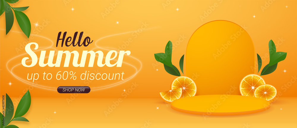 Horizontal summer baner promotion template with product display