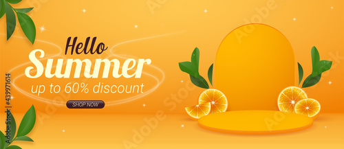 Horizontal summer baner promotion template with product display