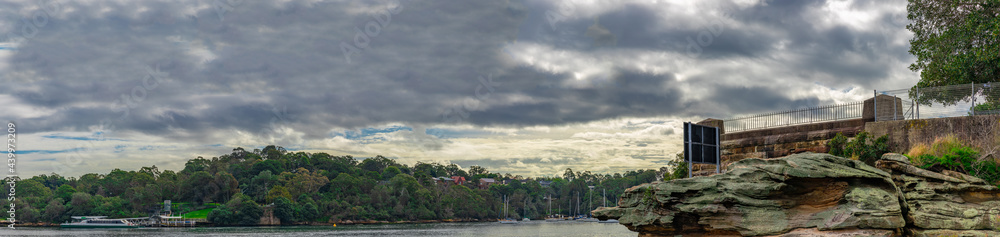 Panorama view of Parramatta river residential properties at Gladesville on Sydney harbour foreshore NSW Australia Panorama view of Parramatta river residential properties at Gladesville on Sydney harbour foreshore NSW Australia
