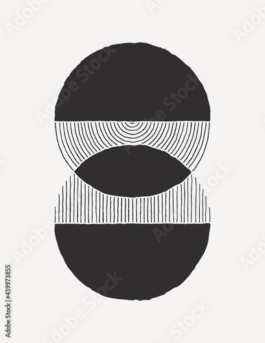 Abstract Art Background In A Trendy Minimalist Style. Vector Hand Drawn Illustration in Monochrome Colors
