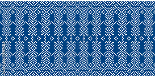 Seamless pattern repeating design with geometric shapes.