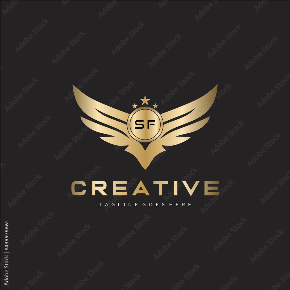 SF Letter Initial with Royal Luxury Logo Template Stock Vector | Adobe ...