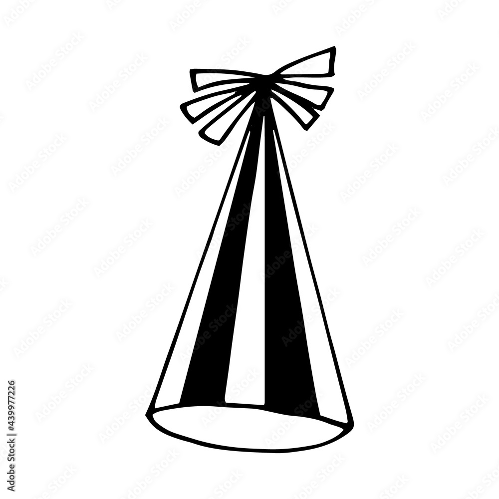 party hat with stripes. hand drawn doodle style. vector, minimalism, monochrome. festive funny. party hat with stripes. hand drawn doodle style. vector, minimalism, monochrome. festive funny.