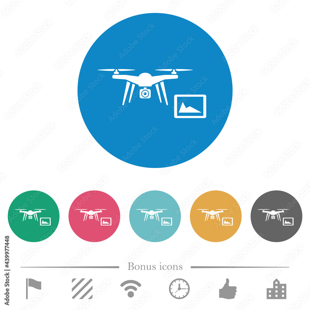 Drone controlling from tablet flat round icons Drone controlling from tablet flat round icons