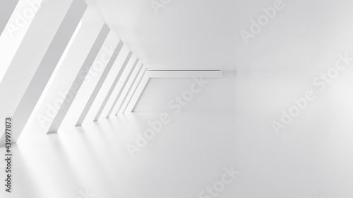 Abstract Futuristic empty floor and room Sci-Fi Corridor With light for showcase room interior display products.Modern Future cement floor and wall background technology interior concept.3d render