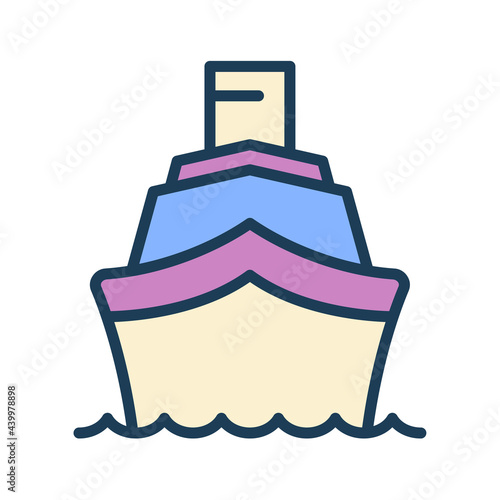 cruiser ship single isolated icon with filled line style