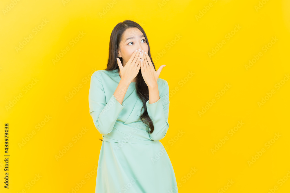 Portrait beautiful young asian woman smile with action Portrait beautiful young asian woman smile with action